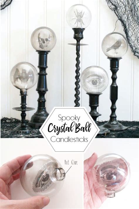 DIY Spooky Crystal Ball Halloween Candlesticks