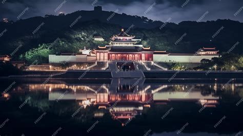 Premium AI Image | Night view of The National Palace Museum