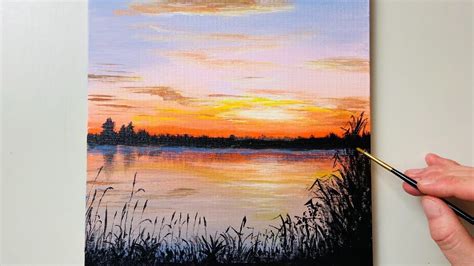 Sunrise Painting / Acrylic Painting for Beginners #80 - YouTube | Sunset painting, Sunset canvas ...