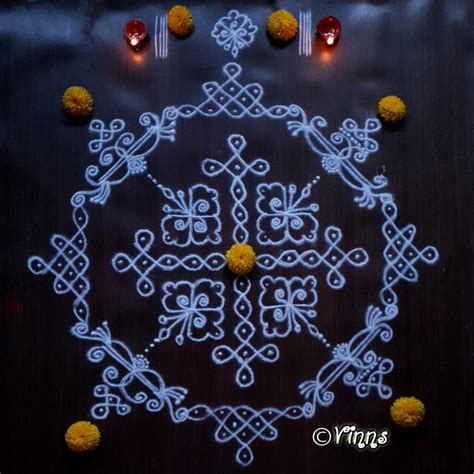 Margazhi Day 2 || 11 dots Sikku kolam || Flower Muggulu | Vinns Kolam