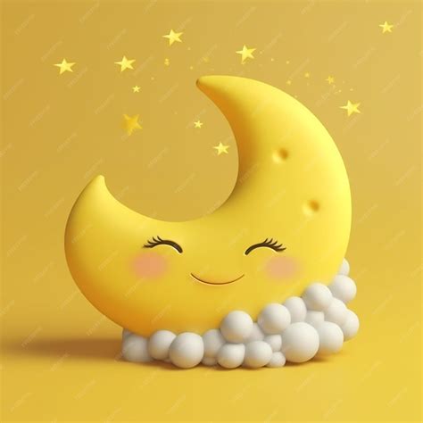 Premium Photo | A yellow moon with stars is on a yellow background.