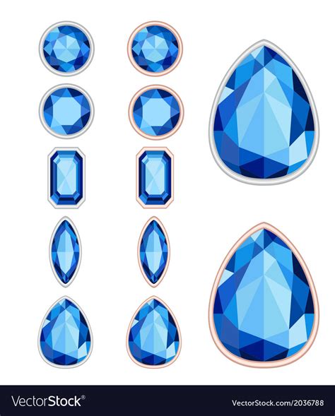 Set of five forms of sapphire cut and two kinds of