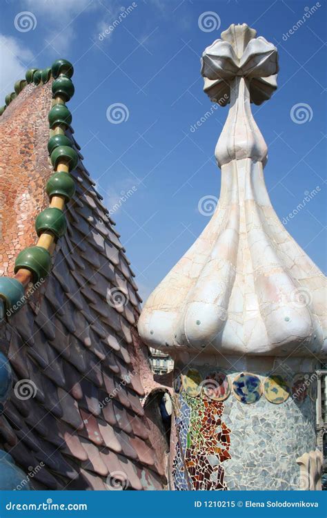 Dragon Form Roof Fragment Of Casa Batllo By Antoni Gaudi. Royalty Free ...