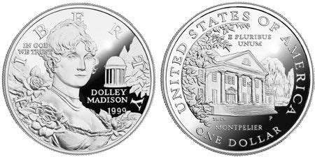 1999 Dolly Madison Proof Silver Dollar | Crown Jewel Coins and ...