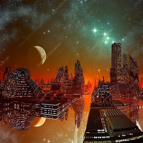 Alien city, artwork - Stock Image - F005/0079 - Science Photo Library