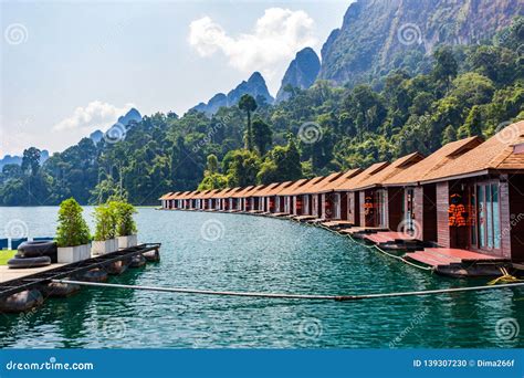 Floating Bungalows at Khao Sok National Park, Cheow Lan Lake, Thailand Stock Photo - Image of ...