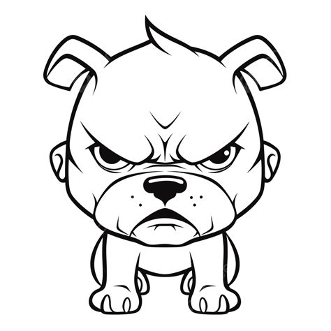 Cartoon Angry Bulldog On White Background Outline Sketch Drawing Vector, Drawing Clipart ...