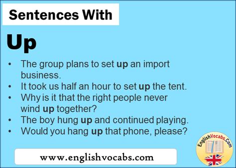 Sentences with Up, In a sentence Up - English Vocabs