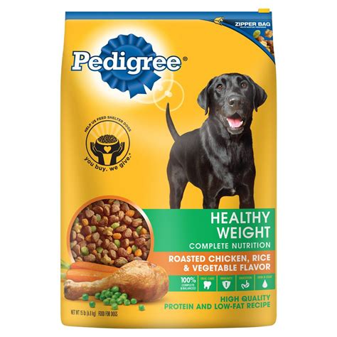 PEDIGREE Healthy Weight Adult Dry Dog Food Roasted Chicken & Vegetable Flavor Dog Kibble, 15 lb ...