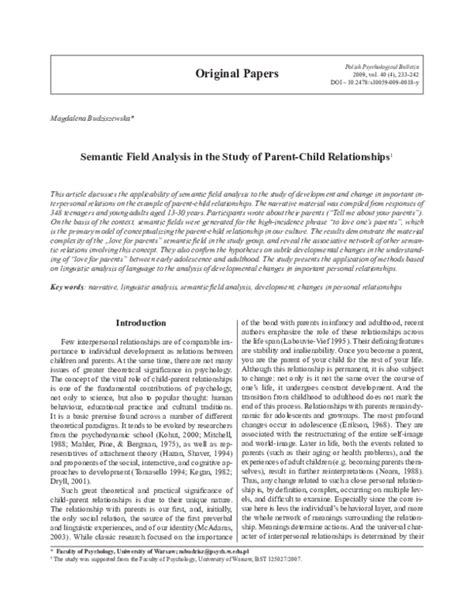 (PDF) Semantic Field Analysis in the Study of Parent-Child ...