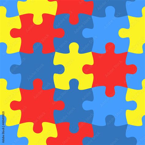 Colorful jigsaw. Seamless puzzle pattern. Autism background. World autism awareness day ...