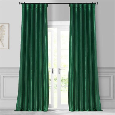 Exclusive Fabrics Emerald Green Faux Silk Taffeta Curtain Panel 50 X 96 96 Inches - Walmart.com ...