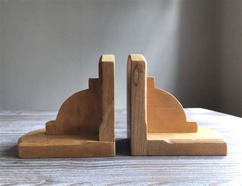 Vintage Wooden Bookends Set of 2 Light Wood Primitive Book - Etsy UK