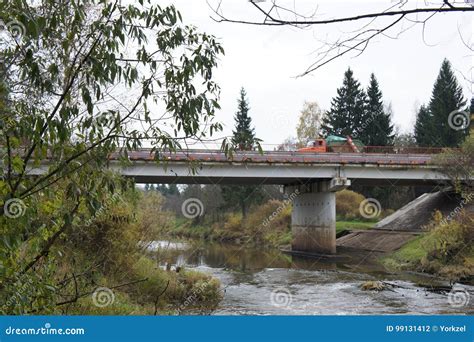 Road Bridge Over the River Dubna in the Moscow Region Stock Photo ...