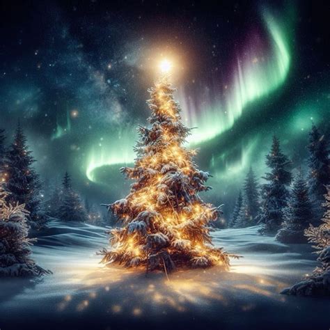 christmas tree w northern lights | Christmas tree, Northern lights, Christmas