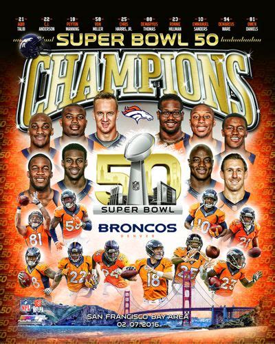 Denver Broncos Super Bowl 50 Champions 10-Player Commemorative Premium Poster Print - Photofile ...