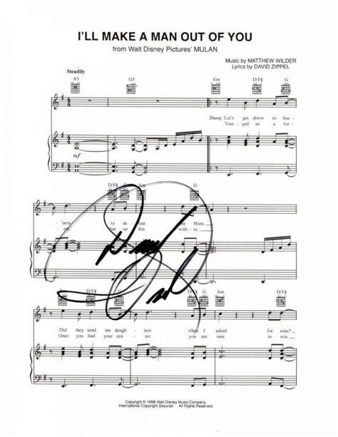 DONNY OSMOND SIGNED AUTOGRAPH MULAN I'LL MAKE A MAN OUT OF YOU SHEET ...