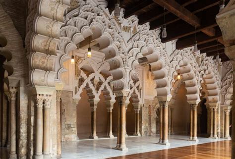 Interior View of Aljaferia Palace. Zaragoza, Aragon, Spain Stock Photo ...