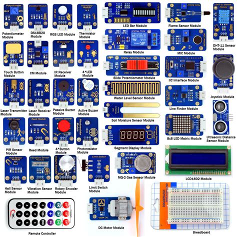 Adeept 42 Modules Ultimate Sensor Kit for Arduino UNO R3 Mega2560 Nano, Sensor Starter Kit for ...