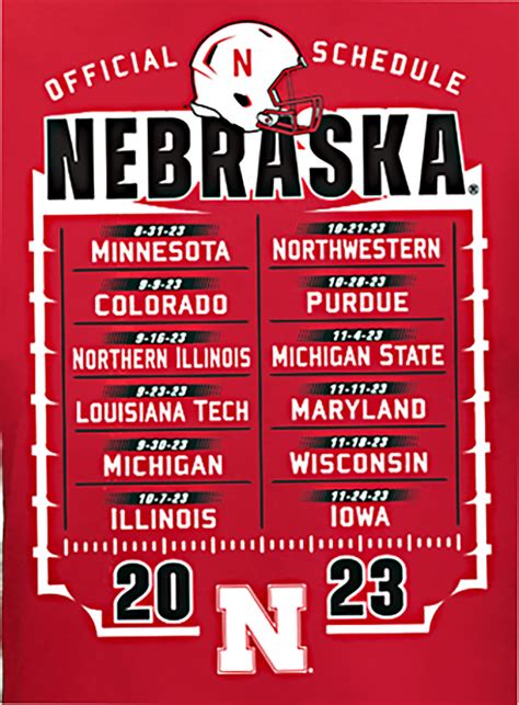 Red 2023 Nebraska Football Schedule SS Tee Western