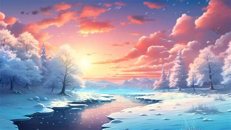 Premium Photo | Snow Scene with Snow Falling and Trees Floating