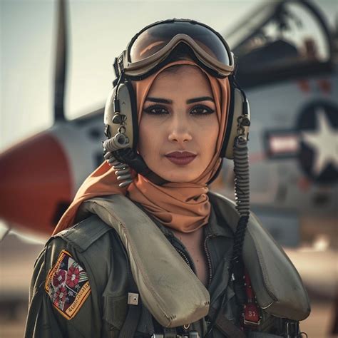 Premium Photo | Arafed woman in a pilots outfit and goggles stands in ...