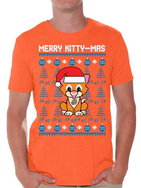 Awkward Styles Merry Kitty-Mas Tshirt Funny Christmas Shirts for Men Kittymas Ugly Christmas T ...