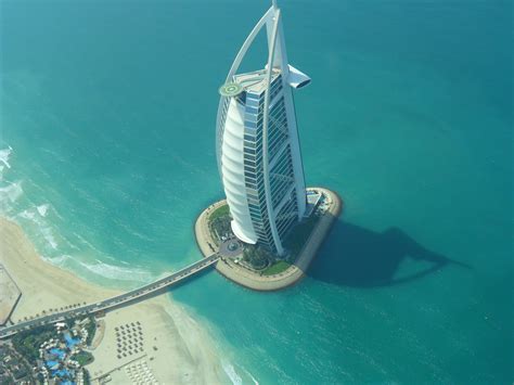 Aerial view of Burj Al Arab - can you see the helipad? Burj Al Arab, Aerial View, Luxury Hotel ...