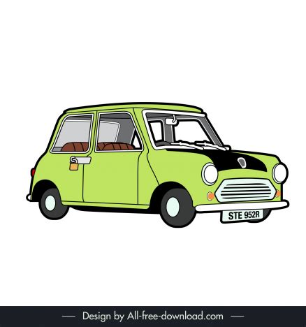 Mr bean s car in mr bean cartoon movie icon flat handdrawn classic sketch vectors stock in ...