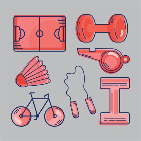 seven sports equipment icons 10480195 Vector Art at Vecteezy