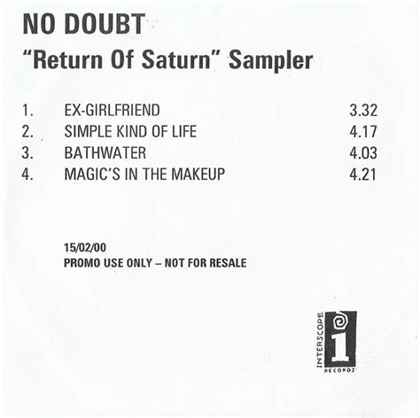 No Doubt - Return Of Saturn Sampler | Releases | Discogs