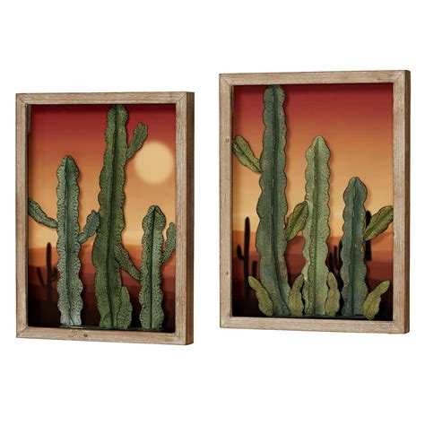 Touch Of Class Desert At Sunset Southwest Cactus Wall Art Set Of Two ...