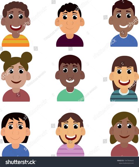 Kids Vector Faces Smiling Children Illustrationdiversity Stock Vector ...