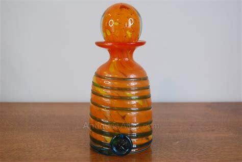 Antiques Atlas - Vintage Orange Mdina Glass Perfume Bottle