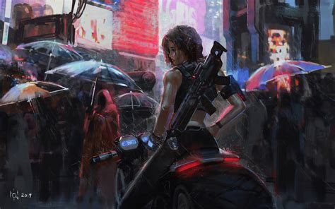 Neon Biker Girl Rain 4k Wallpaper,HD Anime Wallpapers,4k Wallpapers ...