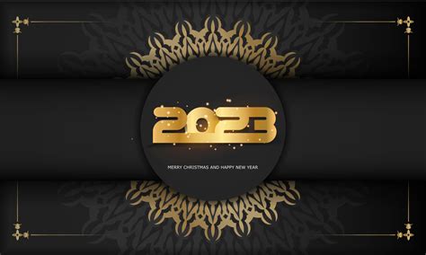 Happy New Year 2023 holiday banner. Black and gold color. 14374163 Vector Art at Vecteezy