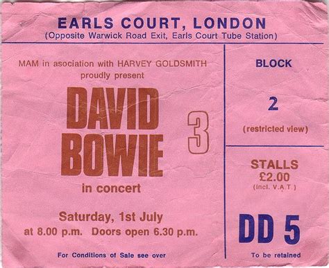 my ticket stub from 1978 #DavidBowie #Bowie | Music tickets, Concert tickets, Book inspiration