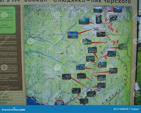 Map of the Tourist Route through Beautiful Places in the Irkutsk Region Editorial Stock Photo ...