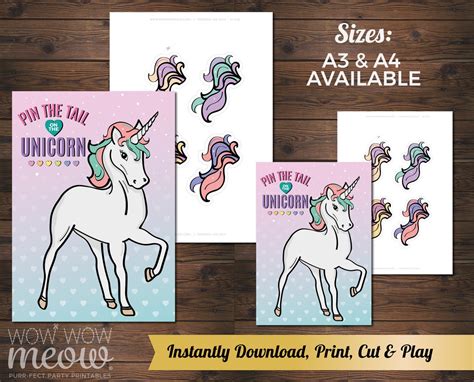 Pin the Tail on the Unicorn Game Printable INSTANT DOWNLOAD - Etsy UK