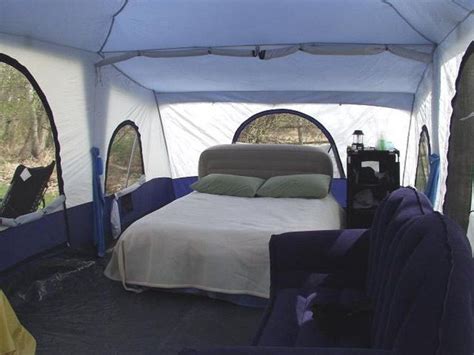 This large cabin tent is big enough to comfortably fit a bed and a couch in it. | Tent camping ...