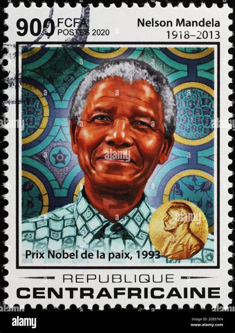 Nobel prize Nelson Mandela on african stamp Stock Photo - Alamy