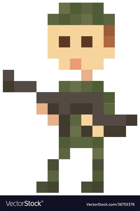 Soldier in military uniform for pixel game design Vector Image