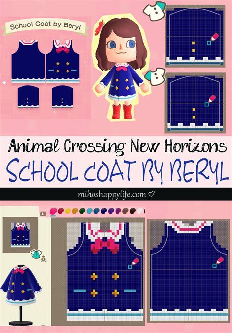 Animal Crossing New Horizons - Template Design School Coat | Animal crossing, Animal crossing ...