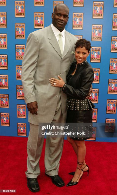 Shaquille O'Neal and wife Shaunie Nelson during NBA All-Star Game ...