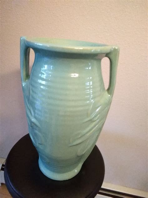 1930's McCoy 14 1/2 tall turquoise floor vase art | Etsy