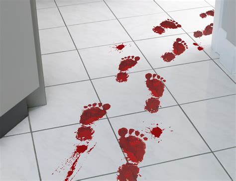 126PCS Bloody Footprints Floor Clings - Halloween Handprint Zombie Restroom Sign Decals Vampire ...