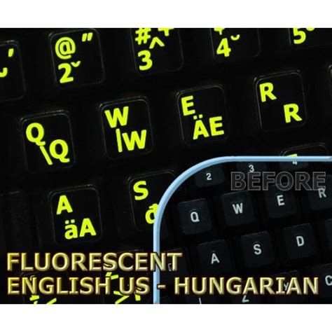 Hungarian glowing keyboard stickers