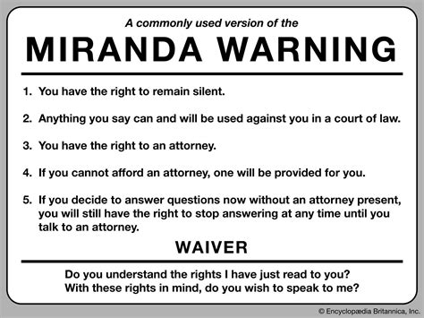 Miranda warning | Definition, Text, Rights, Amendment, & Supreme Court ...