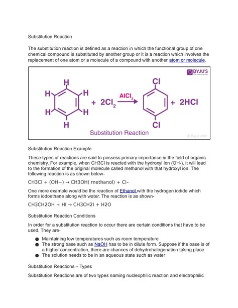 Substitution Reaction - Substitution Reaction Example These types of ...