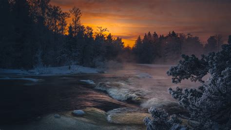 2560x1440 Dark Winter Lake Sunlight 4k 1440P Resolution ,HD 4k ...